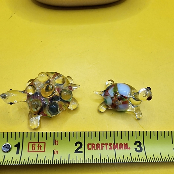 2 Glass Turtle Mini Figurines 1" Germany Hand Blown Art - Picture 3 of 4